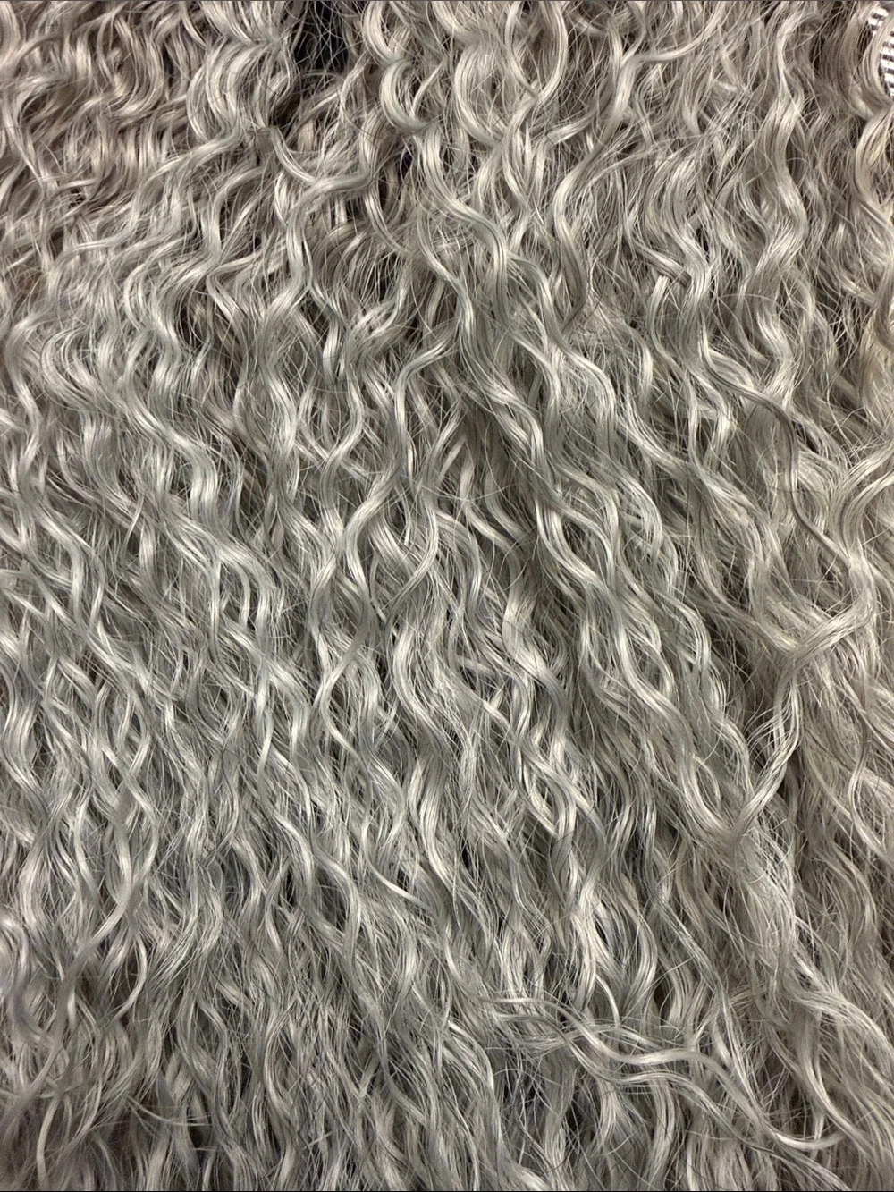 Long Wavy Ombre Synthetic Wig — Black to Silver Gray